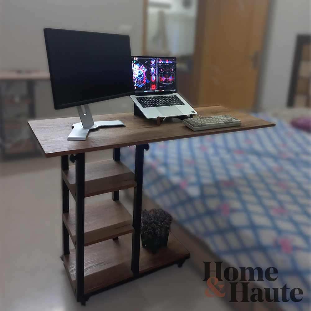 Multi-Purpose, Multi-Functional Wooden and Metal Bedside Laptop/PC Desk, Coffee Table, Serving Tray - Image 3
