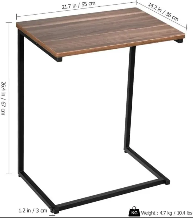 Modern C Shape Table for Living Room | Laptop Table Fixed Side Table And Study Table With Multi-Functional Uses For Home And Office - Image 3